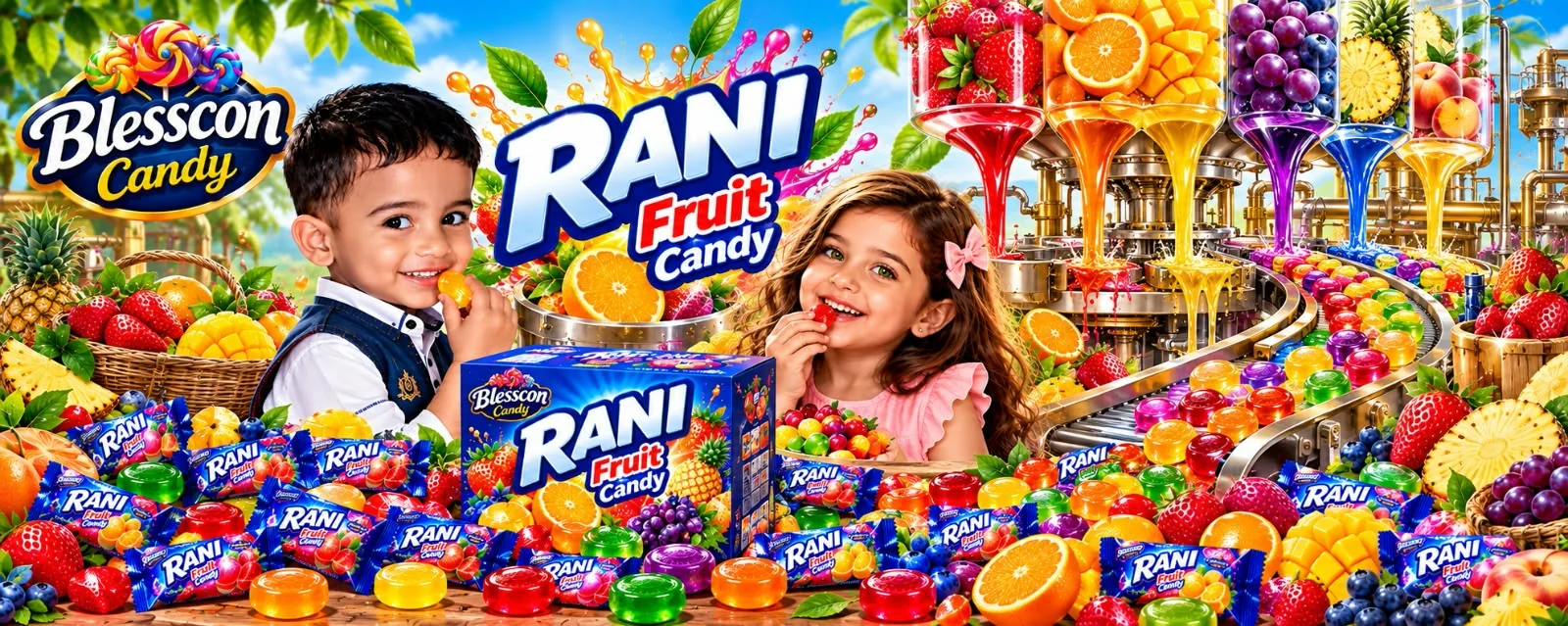 Blesscon Candy RANI Fruit Candy - happy kids, fresh fruit and colourful candies